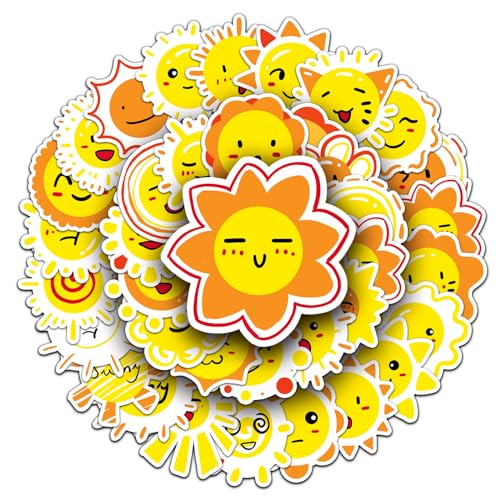 Sun Sticker Set Stickers Kinderen Tieners 50 stuks Dieren Waterdicht Vinyl Decals Laptop Skateboard Koffer Helm Autofiets mobiele telefoon Motorrijwiel Bike Scrapbook Cadeau dagboek Cups