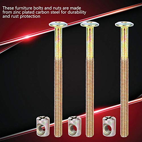 10 st Meubilair Bolts M6 Carbon Steel met Vnuts Dowel Nut Connector bevestigingsstuk Connector Bolt Threaded Inserts Schroef (60mm / 2.4cm) 5