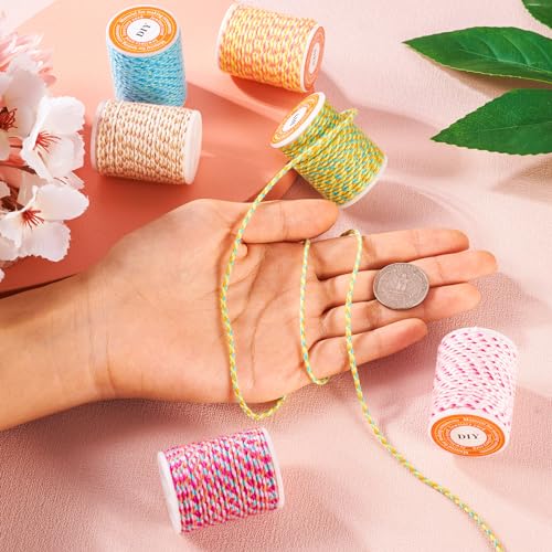 Macrame Cords 1.5mm x 4m Premium 4 Ply Polycotton Cords 6 Rolls Twisted Kleurrijke Thin Cotton Cord garen Macrame Touw voor String Wall Hangings DIY Craft String 5