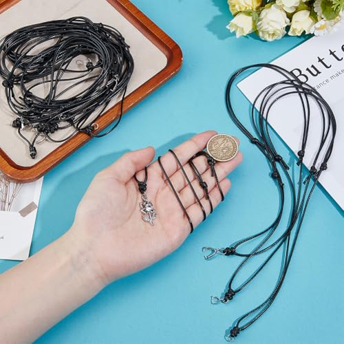 49 st 4 maten Waxed Cord Hanger Kettingen, Black Cord verstelbare kettingen Dubbele geknoopte ketting String voor sieraden het maken van hang hangers Touw, 36-87.5cm 3