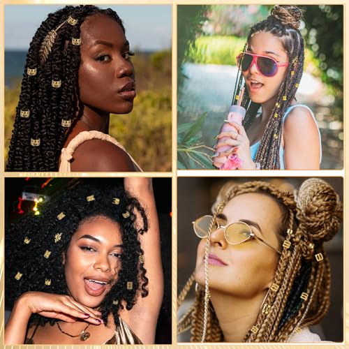 Gouden Vlechten Haar Accessoires 40 Stukken Verstelbaar Metaal Vlechten Ringen Haar Spiraalen Clips Aluminium Haar Ringen Dreadlocks Accessoires Vlecht Haar sieraden voor vrouwen Mannen