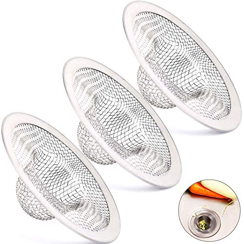 Set van 3 Roestvrijstalen aanrechtfilters voor Keuken Aanrecht Anti-knippen Filter voor Keuken Aanrecht Badkamer Aanrecht Badkuip 7 x 3 x 3 cm (Roestvrij staal)