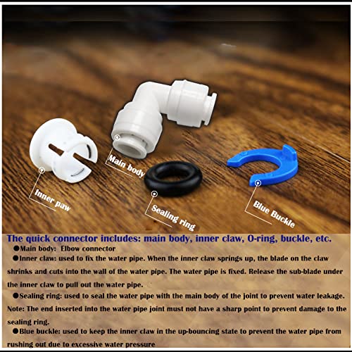 Verpakking van 10 RO waterfilter passen hoek 90° 3/8" Push Fit rechte plug voor 3/8 inch slang, koelslang, waterslang