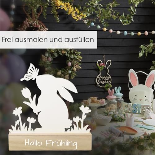 Pasen Bunny Tafelkleed Konijnen Paashout met vlinder Flower Table Decoratie Pasen Lente Cadeau Konijn Decoratie 5
