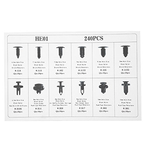 240 stuks 12 maten HE01 auto carrosserie push type clips. Druk bumper clips vaste klem bumper bevestiging clip pin klinknagel trim. Auto plastic assortiment-He01 3