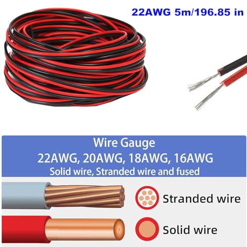 Pak van 10 LED Strip Connectors, 2-pins, 8 mm Transparant, met 16,4 ft 22 AWG Kabel, Schroef Terminal Blok, 2-Pole, 8 mm Connector met Schroevendraaier voor Plain 12 V en 24 V LED Strips 3