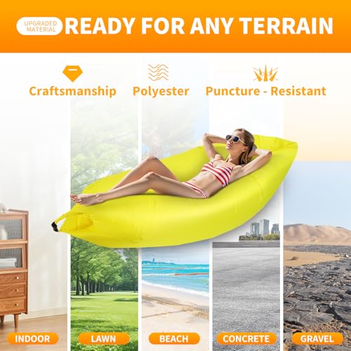 Opblaasbare dekstoel, Draagbare Air Recliner Hangmat Bank, Strand Bed, Zwembad Float Lounge, Wandelen, Picknick, Strand Reizen 4