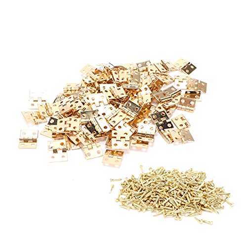 100 Pack Miniatuur Poppenhuis Scharnieren, 8 x 10mm Scharnieren voor kleine Hardware DIY Sieraden Box