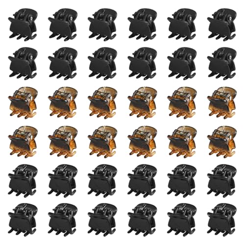 36 Stuks Hair Clips, Plastic Mini Claw Hair Clips, Non-Slip Hair Catch, Kleine Jaw Clips, Haar Accessoires voor meisjes vrouwen (Zwart & Bruin)