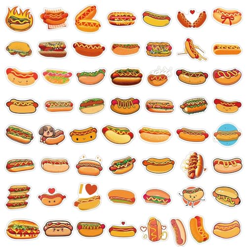 Hot Dogs Stickers voor tieners en volwassenen, 50 stuks, Hot Dogs, Vinyl Sticker Set, Auto, Motorfiets, Fiets, Skateboard, Snowboard, Bagage, Laptop, Koffer, Helm, Motorfiets, Computer 4