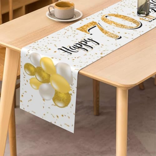 Gelukkig 50ste Verjaardag tafelloper 50e verjaardag man inrichting keuken ettafel inrichting tafelband verjaardagsfeest tafelkleed inrichting voor thuis, wit en goud