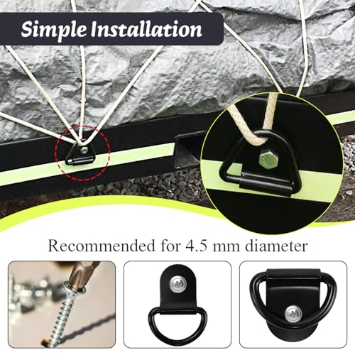 20 st D-ring Tie Downs, Lashing Black D Ring Tie Downs Anker Trailer Tie Down Ring voor Car Truck Trailer Cargo RV boten 4