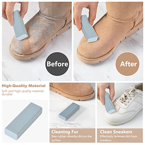 Suede & Nubuck Penselen, 4-sided schoenreiniger met messing Bristles voor grondig reinigen, schoonmaken gereedschap met gum en schoonmaakdoek, Pack van 4 5