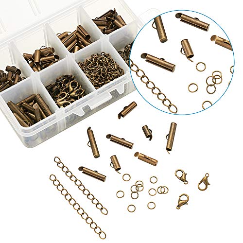 100 st buissluitingen messing antieke brons met legering karabijnsluitingen en roestvrij staal open buigringen ijzeren twist verlengkettingen voor sieraden maken