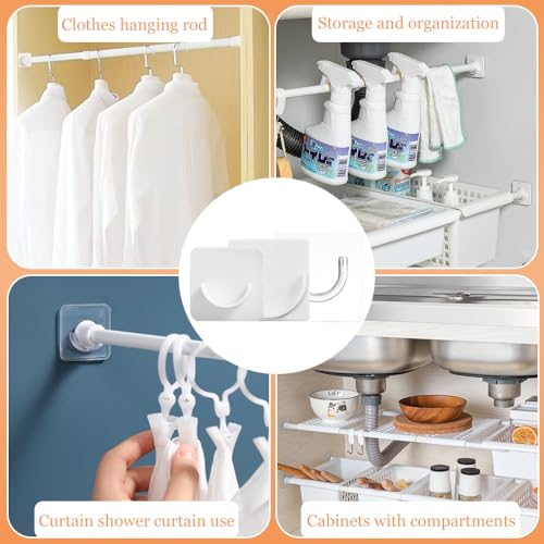 12 st. Zelfklevende Douche Gordijn Rod Houder Geen Boring Transparante Kleine Spanning Rod Bracket Ondersteuning Heavy Duty Wall Hold Tool Zelfklevende Rod Mount Reainer voor Wall Mount 4