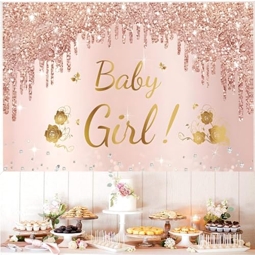 Baby Douche Achtergrond Roze Fotografie Achtergrond Bloem Meisje Partij Decoraties Banner Stoffen Tekenposter 3