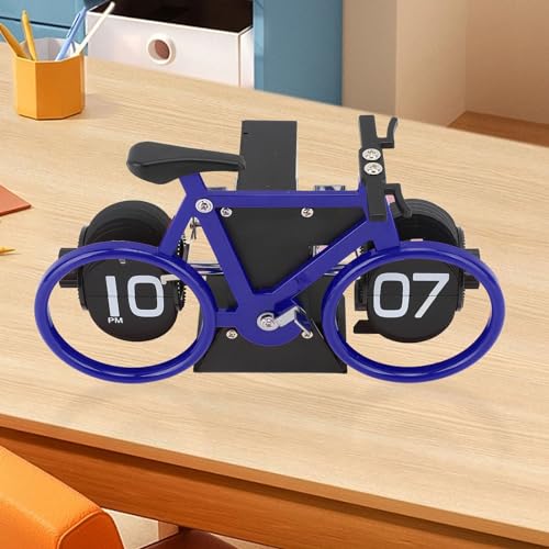 Fietsvorm Flip Clock, Vintage Timer met Mechanische Transmissie, Kantoor / Bureau Decoratie met Tijd en Herinnering Functie (Blauw) 4