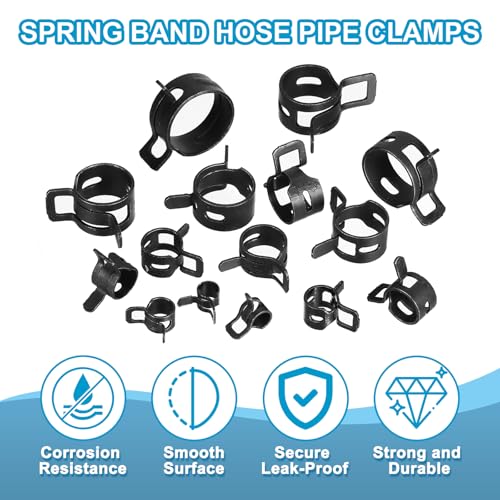 Spring Belt slangklemmen voor 5-6mm OD slang, 35Pcs Siliconen Vacuüm Constante spanningsbanden Clips voor brandstoflijn, Siliconen luchtslang, Waterpijp, Zwart 4