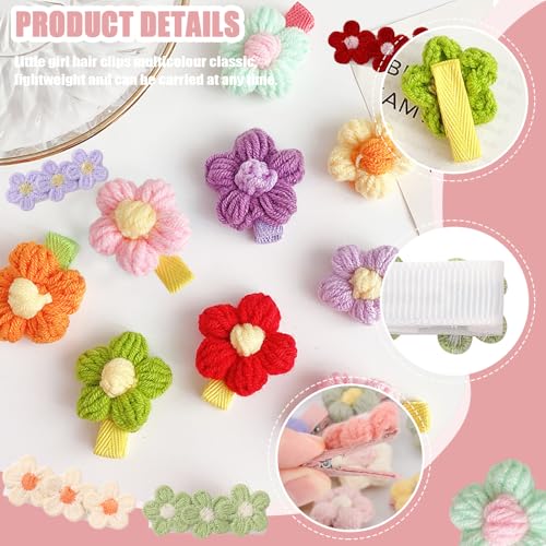 12 st pluche bloem haarspeld leuk non-slip bloem haarspeld katoen klein pluche haar accessoires kleine meisje haar clips multicolor voor kleine meisjes 4