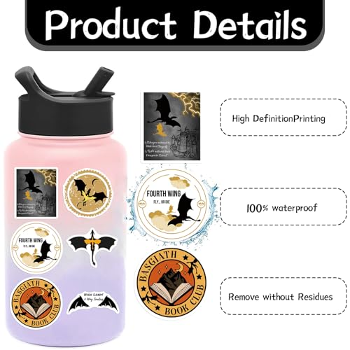 100 stuks Vierde Wing Stickers, Vierde Wing Merch, Boeken Stickers, Waterdichte VierdeWing Stickers, voor Skateboard, Scrapbook, Laptop, Auto, Gitaar 3