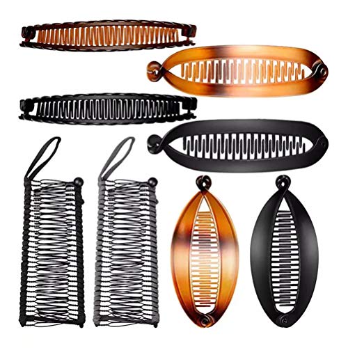 8 stuks bananen Haarklemmen Kit, Portable Clinker Combs, Large Vintage Banana Clips Comb Tool, Double Comb Clips Set Inclusief 4 verschillende stijlen, Totaal 8 stuks (Assorted Color)
