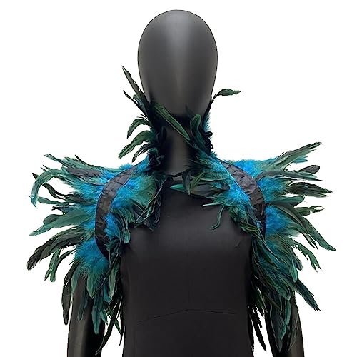 Gothic Feather Cape, schouder Poncho met veren voor Halloween, Party, Cosplay, Carnaval voor vrouwen