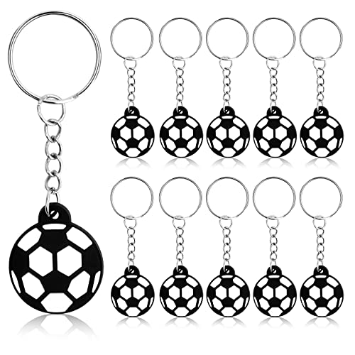 10 stuks Voetbal Key Chains, Mini Voetbal Keychain voor kinderen, Voetbal Hanger, Keychain, Voetbal Keychain voor Rugzak Decoratie, Party Gifts, Auto Decoratie, Zwart en Wit, 8 cm