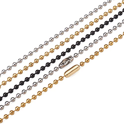 2.4mm Roestvrij stalen kogel kralen ketting met 32 voet kralen ketting en 50 st bijpassende connectoren voor sieraden maken, 3 kleuren 3
