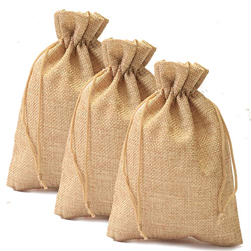 Jute Advent kalendertassen voor het vullen, 13 x 18 cm, tassen, geschenken voor bruiloft, verloving (lichtbruin, 13 x 18 cm)