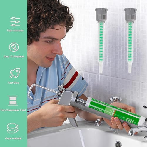 Verpakking van 10 statische mixers, 1:1 mengmondstukken voor 2K lijm, 91 mm epoxyhars lijm, mengen tuit kunststof lijm, statische mengmondstuk, mengmondstukken voor 2K lijm, twee-componenten lijm, mengen 4