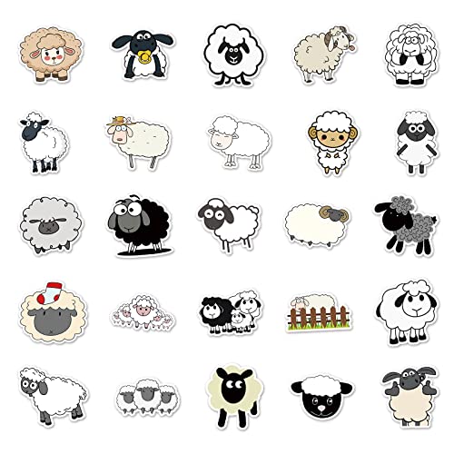 Schapen Schapen Sticker Set Stickers Kinderen Tieners 50 stuks Dieren Waterdicht Vinyl Decals Laptop Skateboard Kofferhelm Autofiets mobiele telefoon Motorrijwiel Scrapbook Dagboekmokken 3