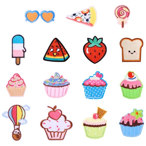 Diverse dessert Patches Mooie fruit & Hot Air Ballon & Cake borduren Appliques Patches Schattig naaien op patches voor kostuum accessoires