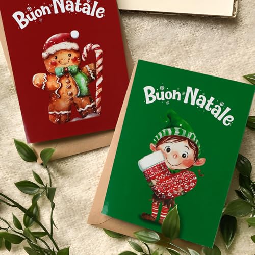 Verpakking van 12 kerstkaarten met enveloppen, kerstkaarten, brieven, vrolijk kerstfeest, Mini kerstkaarten, kerstcadeau voor vrienden, familie 5