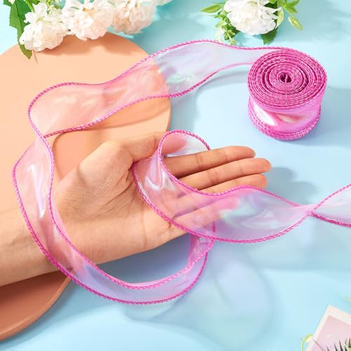 10m Iridescent Sheer Organza Ribbon Pastel Schitterende Iridescent Chiffon Libbons voor Bouquet Wrapping Hair Bows Kralen Decoratie, Violet 5