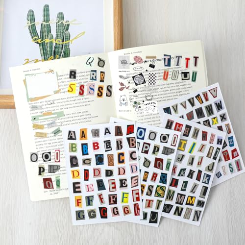 168 stuks Zelfklevende Letter Stickers, Vintage Sticker Vinyl Zelfklevende Brieven Weerbestendig Alfabet Stickers voor Scrapbooking Bagage Stickers Fotoalbum 5