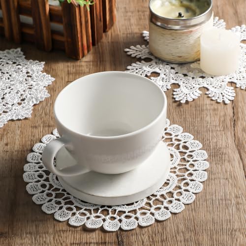 8 Stuks 6 Inch Kant Doilies, Ronde haak Placemat Handgemaakte Cotton Coasters Vintage White Table Doilies Decoraties voor keuken eetkamer partij bruiloft jurken decoratie