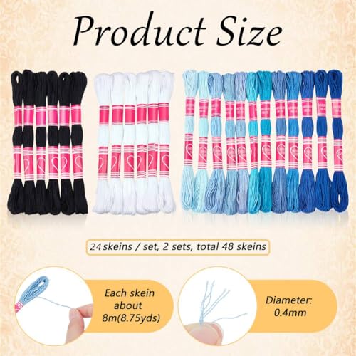 48 Stranden Sashiko Borduur Threads Set 2 Kleuren 0,4 mm Dikte voor vriendschap armbanden hand borduren Thread Naaimachines
