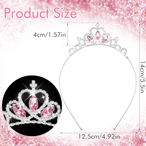 AUZUO Princess Crown Tiara, Crystal Tiaras voor vrouwen Pageant Crown Rhinestone Headband Pink Crystal Tiara Haar Accessoires voor vrouwen verjaardag bruiloft Halloween Party Kerstcadeaus 3