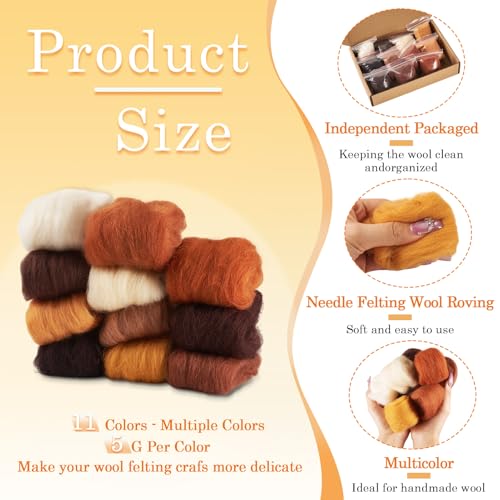 55G naald vilten wol bruine wol roving garen hand spinning voor arm breien Beginners vilten dieren mengen weven DIY Ambacht