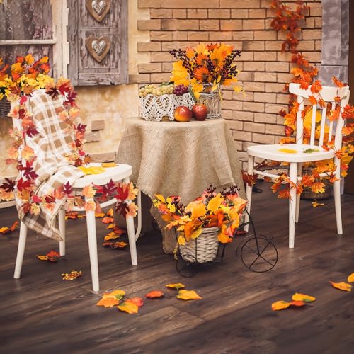 Herfst Garlands 6" / stuk, 2st Kunstmatige herfst Garlands Maple Leaves Garland Hangen Vines blad decoratie voor thuis bruiloft open haard partij, rood 4