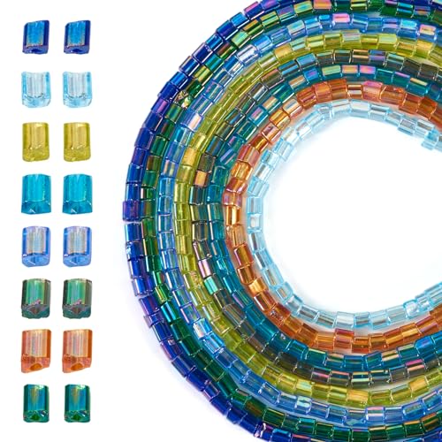 8 Strands AB Kleur Vergulde Transparante Glas Kralen Strands Rechthoek 8 Kleuren Glas Spacer Kralen Bulk voor DIY ketting armband sieraden maken