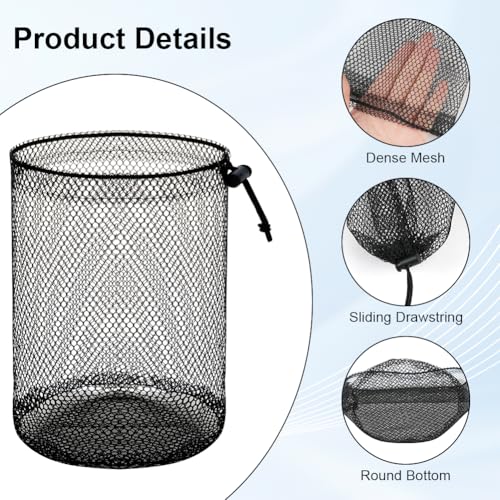 Verpakking van 6 Mesh Trekkoord Tassen Black Mesh Bag Nylon Bag Small Mesh Bag Drawstring Bag voor Tennis Reis Speelgoed Cosmetics, 6 stuks (10*15cm), minimalistisch 3
