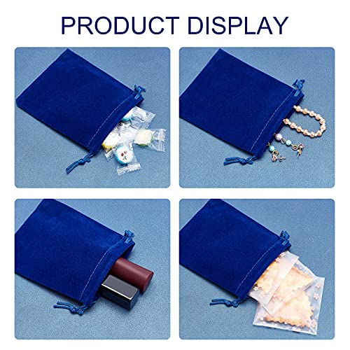 30st 12x10cm fluweelkoord zakjes Rechthoek Cadeautassen sieraden opslagtassen Snoepzakjes sieradentassen voor feest huwelijksgeschenken (Donkerblauw) 5
