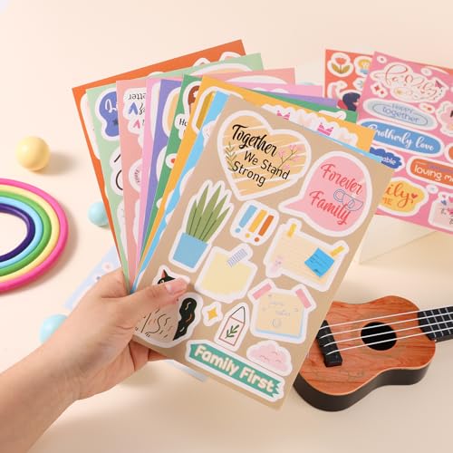 12 stuks Familie Scrapbook Stickers, Papier Scrapbook Stickers Fotoalbum Embellishment Memorial Stickers voor Familie Bonding Geliefde Momenten Visionboard Party Decoratie 4