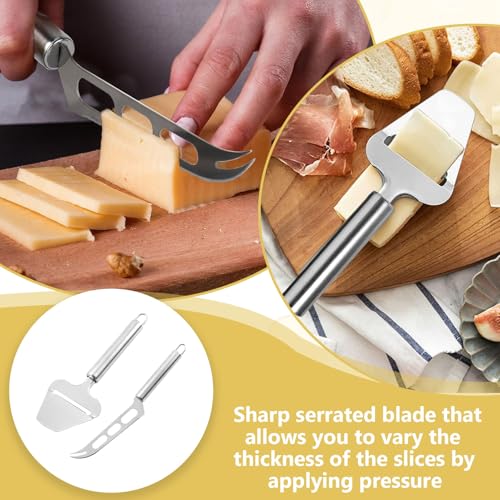 Kaassnijder, Kaassnijder, Set van 2, Kaasmes, 402 Roestvrij staal, Botersnijder, Vaatwasser Veilig voor snijden, Perfect voor het snijden Zachte Kaas en Kaas 3