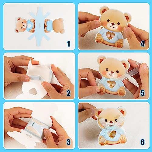 Verpakking van 50 babyberen, cadeaudoosjes, geschenkdoosjes voor gasten, babyshower, geschenkdoosje, blauw, leuke geschenkdoosjes voor gasten, doop babyshower, geschenkverpakking etc. 5