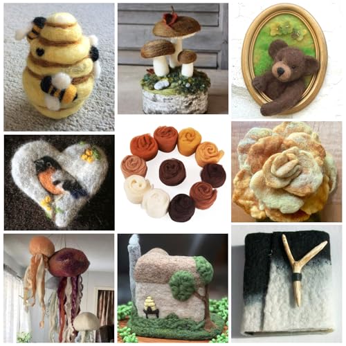 55G naald vilten wol bruine wol roving garen hand spinning voor arm breien Beginners vilten dieren mengen weven DIY Ambacht 3