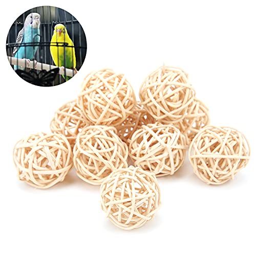 10 stukken Rattan ballen, Natural Parrot Parakeet Kauw Speelgoed Rattan ballen voor Parakeet Budgie Cockatoo Hangen DIY Crafts