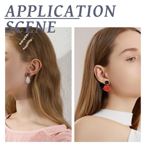 PH 30st Zwarte Hars Flat Ronde Stud oorbellen Bevindingen met 40 st Roestvrij staal Frictie oor Noten voor DIY Sieraden maken 4