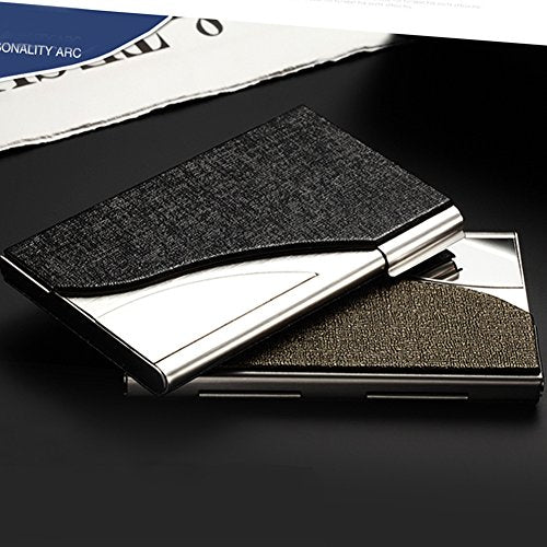 Doobeit metalen geval PU lederen visitekaartjes en roestvrij staal Business Card / Business Card houder voor mannen en vrouwen, zwart, Classic 3